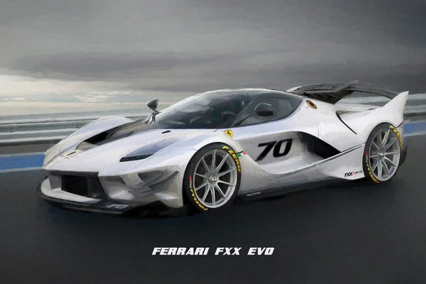 Ferrari: Ferrari FXX Evo In Watercolor by Paul Rommer