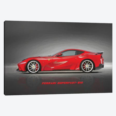 Ferrari Superfast 812 In Watercolor Canvas Print #PUR3967} by Paul Rommer Canvas Print