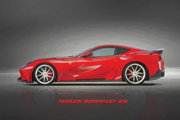 Paul Rommer: Ferrari Superfast 812 In Watercolor by Paul Rommer