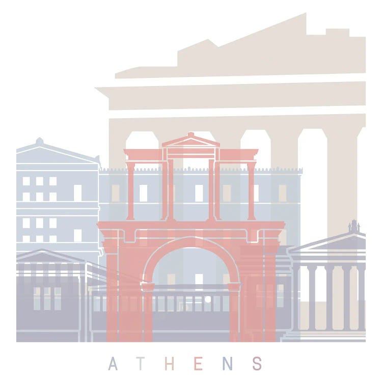 Athens Skyline Poster Pastel by Paul Rommer wall art
