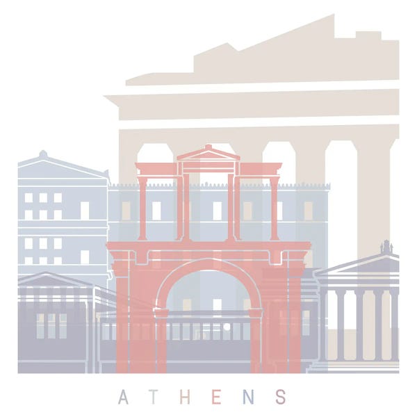 Athens: Athens Skyline Poster Pastel by Paul Rommer