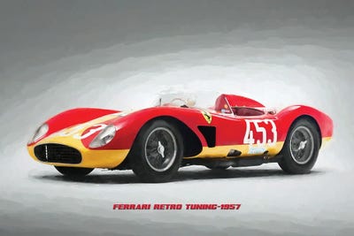 Ferrari Retro Tuning 1957 In Watercolor by Paul Rommer multi panel art