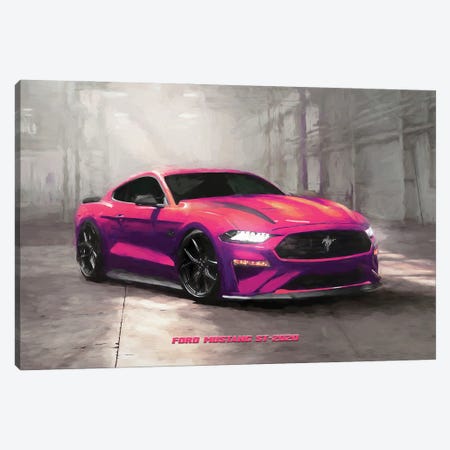 Ford Mustang St In Watercolor Canvas Print #PUR3976} by Paul Rommer Canvas Artwork