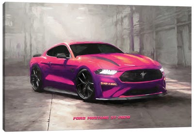 Ford Mustang St In Watercolor Canvas Art Print - Ford