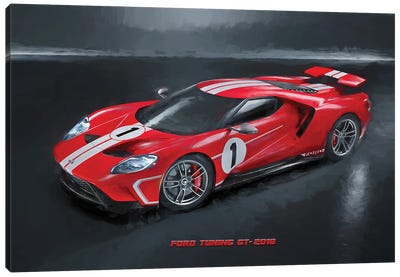Ford Tuning GT In Watercolor Canvas Art Print - Ford