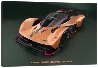 Aston Martin Valkyrie AMR Pro In Watercolor Canvas Art Print - Paul Rommer