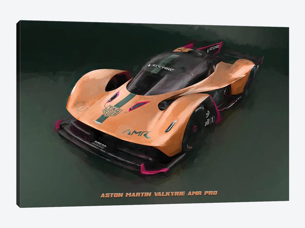 Aston Martin Valkyrie AMR Pro In Watercolor by Paul Rommer 1-piece Canvas Artwork