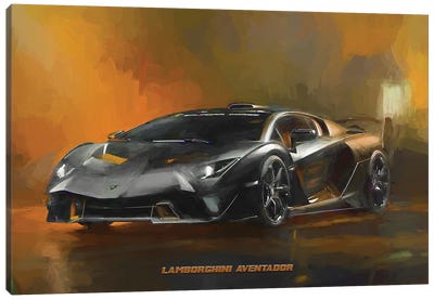 Lamborghini 2018 Aventador In Watercolor Canvas Art Print