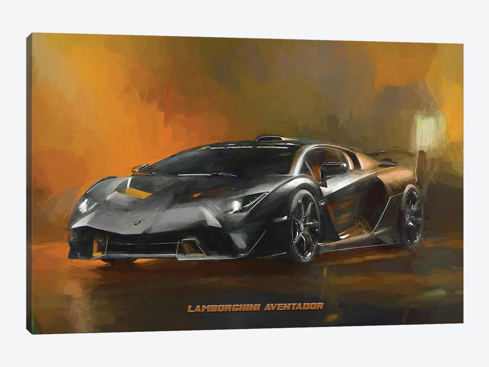 Lamborghini 2018 Aventador In Watercolor by Paul Rommer 1-piece Art Print