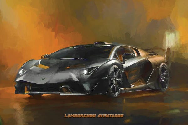 Lamborghini: Lamborghini 2018 Aventador In Watercolor by Paul Rommer