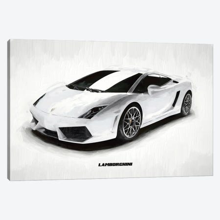 Lamborghini In Watercolor Canvas Print #PUR3982} by Paul Rommer Canvas Wall Art