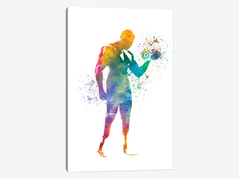 Paralympic Athlete Bodybuilding In Watercolor by Paul Rommer 1-piece Canvas Wall Art