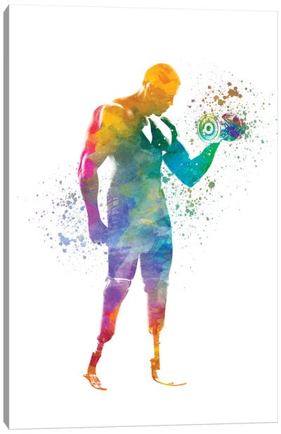 Paralympic Athlete Bodybuilding In Watercolor Canvas Art Print - Fitness Fanatic