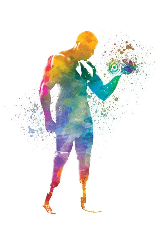 Paralympic Athlete Bodybuilding In Watercolor by Paul Rommer wall art