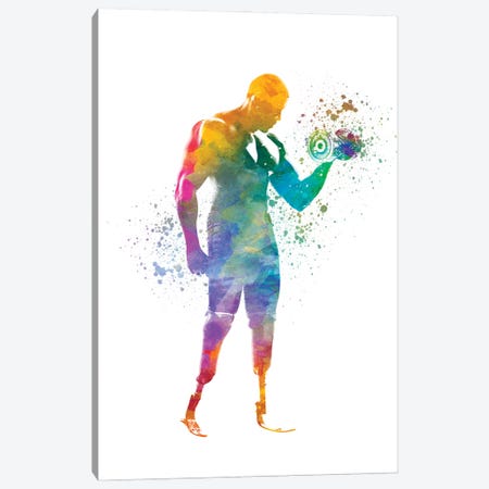 Paralympic Athlete Bodybuilding In Watercolor Canvas Print #PUR3988} by Paul Rommer Canvas Artwork