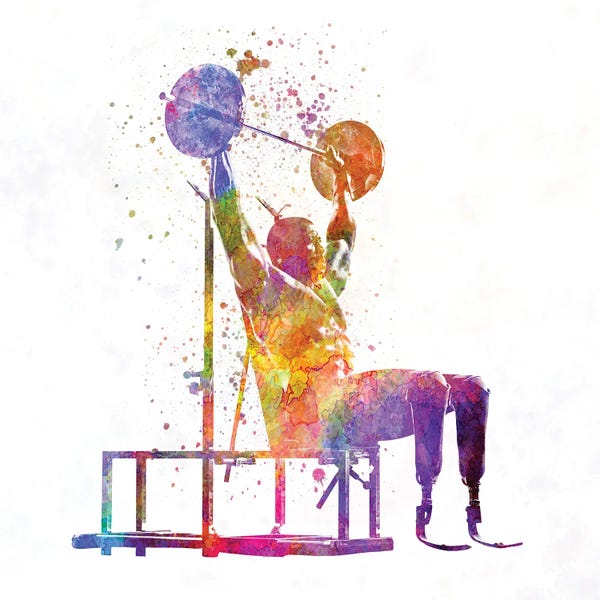 Paul Rommer: Paralympic Athlete Bodybuilding In Watercolor II by Paul Rommer