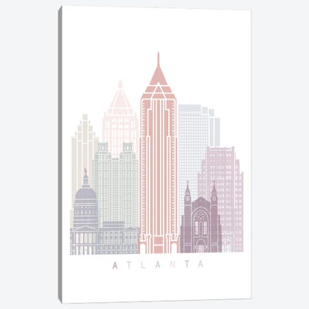 Atlanta Skyline Poster Pastel Canvas Print #PUR3991} by Paul Rommer Art Print