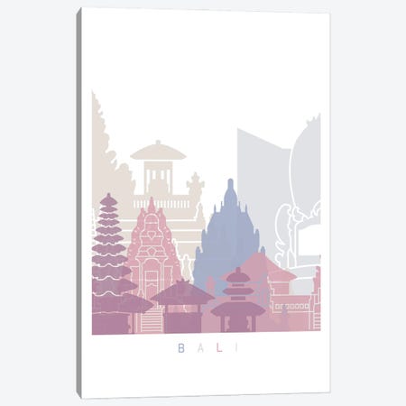 Bali Skyline Poster Pastel Canvas Print #PUR3995} by Paul Rommer Canvas Artwork