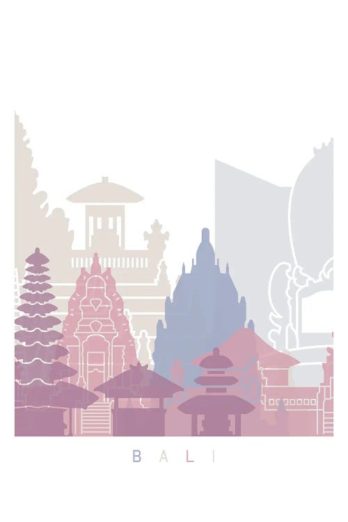 Bali Skyline Poster Pastel