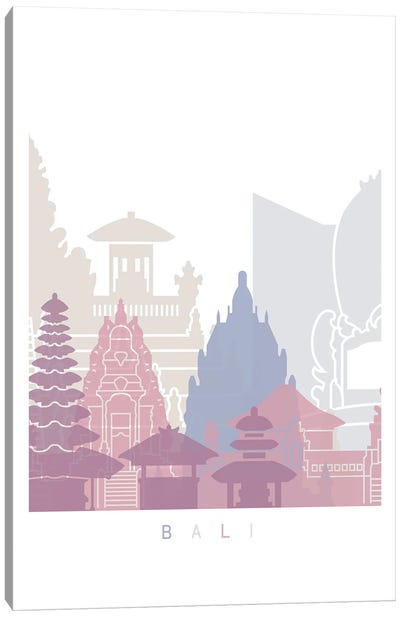 Bali Skyline Poster Pastel Canvas Art Print - Bali