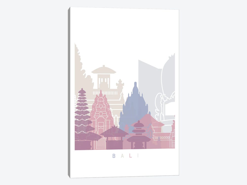 Bali Skyline Poster Pastel by Paul Rommer 1-piece Canvas Art