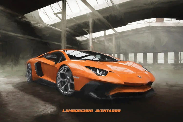 Lamborghini Aventador In Watercolor by Paul Rommer wall art