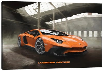 Lamborghini Aventador In Watercolor Canvas Art Print