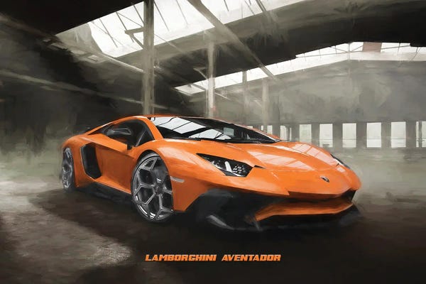 Lamborghini: Lamborghini Aventador In Watercolor by Paul Rommer