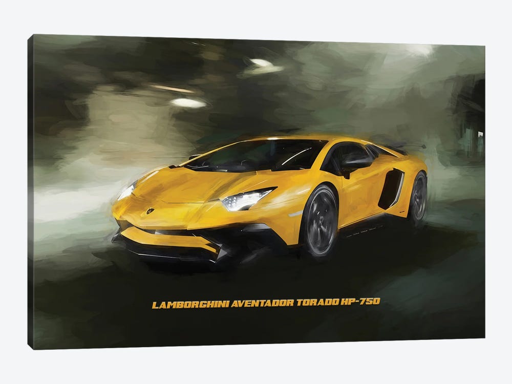 Lamborghini Aventador Tornado HP-750 In Watercolor by Paul Rommer 1-piece Canvas Art Print