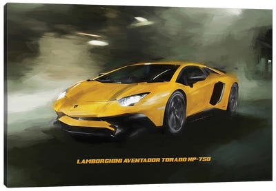 Lamborghini Aventador Tornado HP-750 In Watercolor Canvas Art Print - Lamborghini