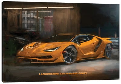 Lamborghini Centenario Coupe In Watercolor Canvas Art Print - Lamborghini