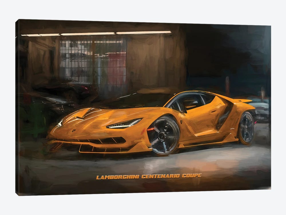 Lamborghini Centenario Coupe In Watercolor by Paul Rommer 1-piece Canvas Art