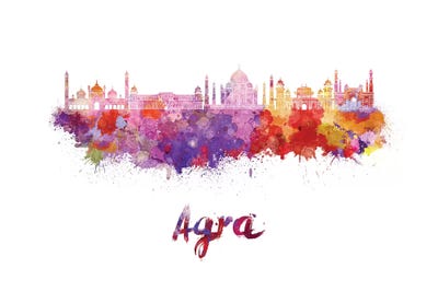 Agra Skyline In Watercolor by Paul Rommer canvas print