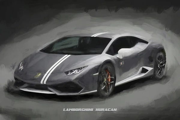Lamborghini: Lamborghini Huracan In Watercolor by Paul Rommer