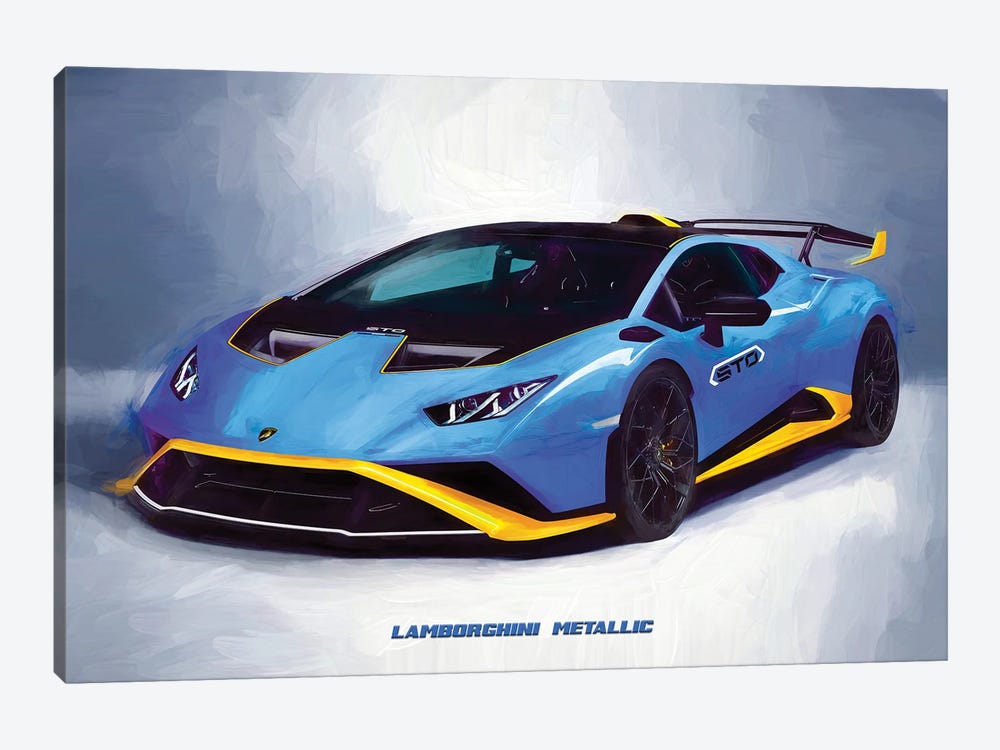 Lamborghini Metallic In Watercolor Ca - Canvas Art Print | Paul Rommer