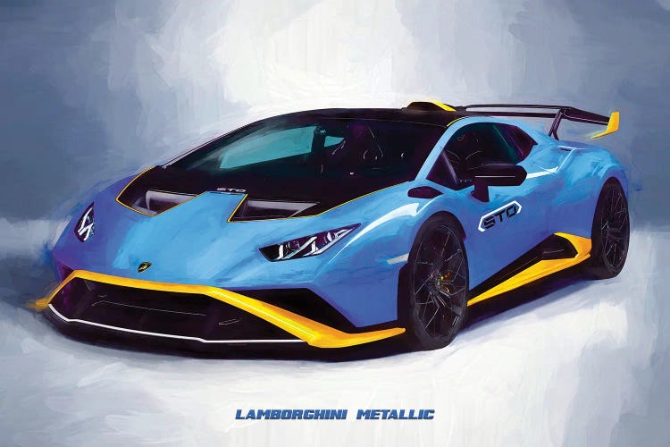 Lamborghini Metallic In Watercolor by Paul Rommer wall art