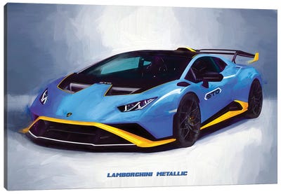 Lamborghini Metallic In Watercolor Canvas Art Print - Lamborghini
