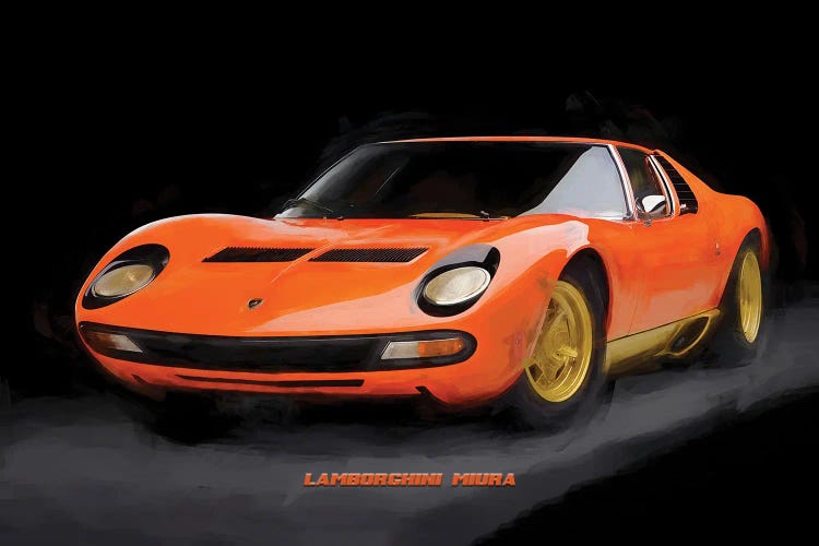 Lamborghini Miura In Watercolor by Paul Rommer wall art