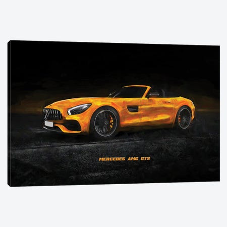 Mercedes AMG GTS In Watercolor Canvas Print #PUR4013} by Paul Rommer Art Print