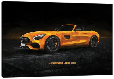 Mercedes AMG GTS In Watercolor Canvas Art Print - Mercedes-Benz