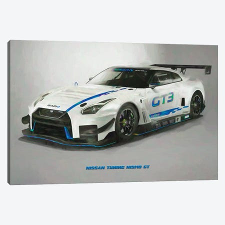 Nissan Tuning Nismo GT In Watercolor Canvas Print #PUR4017} by Paul Rommer Canvas Wall Art