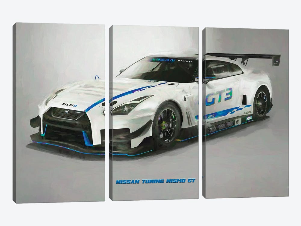 Nissan Tuning Nismo GT In Watercolor by Paul Rommer 3-piece Canvas Art