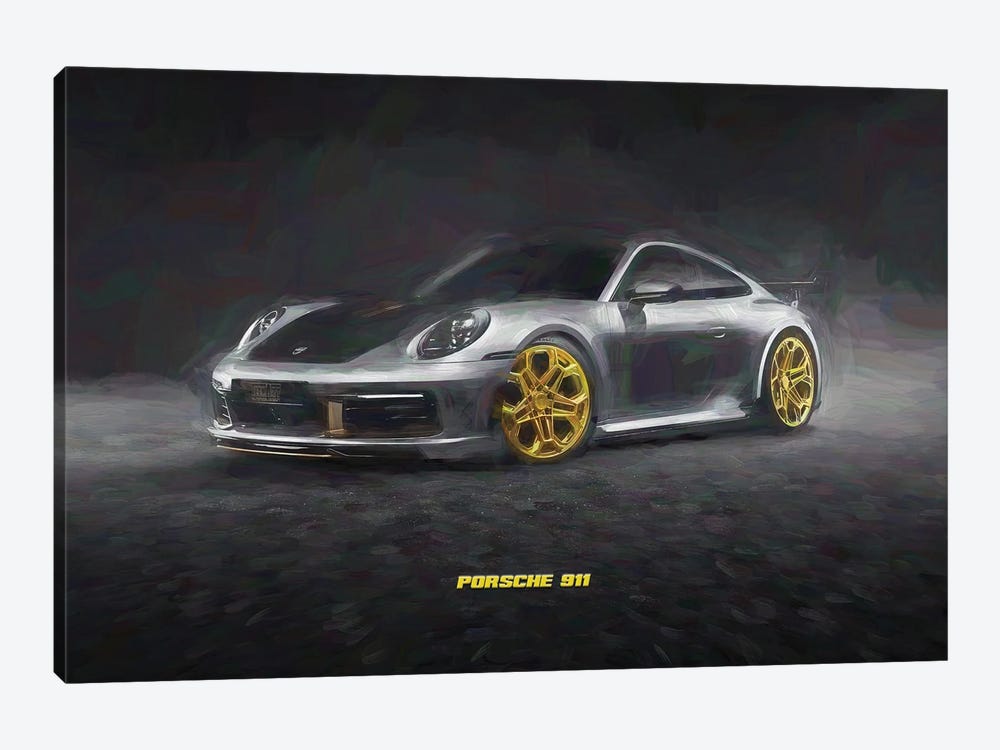 Porsche 911 In Watercolor by Paul Rommer 1-piece Canvas Art