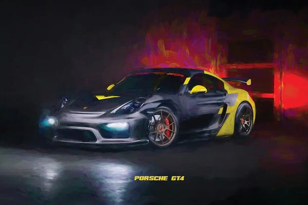 Porsche: Porsche GT4 In Watercolor by Paul Rommer