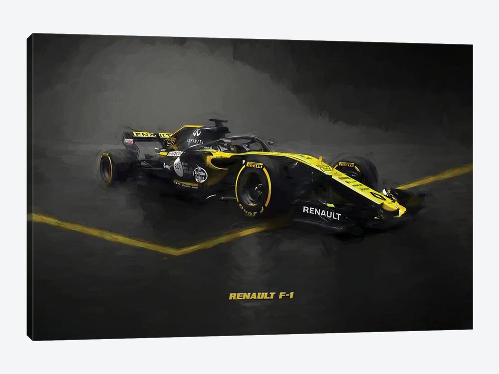Renault F1 In Watercolor by Paul Rommer 1-piece Canvas Wall Art