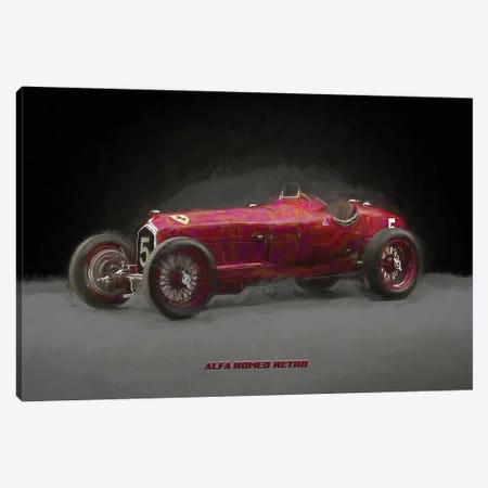 Alfa Romeo Retro In Watercolor Canvas Print #PUR4023} by Paul Rommer Canvas Wall Art