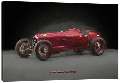 Alfa Romeo Retro In Watercolor Canvas Art Print - Alfa Romeo
