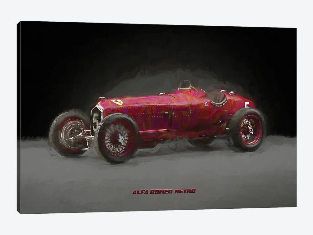 Alfa Romeo Retro In Watercolor by Paul Rommer 1-piece Canvas Print