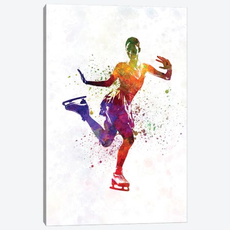 Watercolor Ice Skater Canvas Print #PUR4027} by Paul Rommer Canvas Art Print