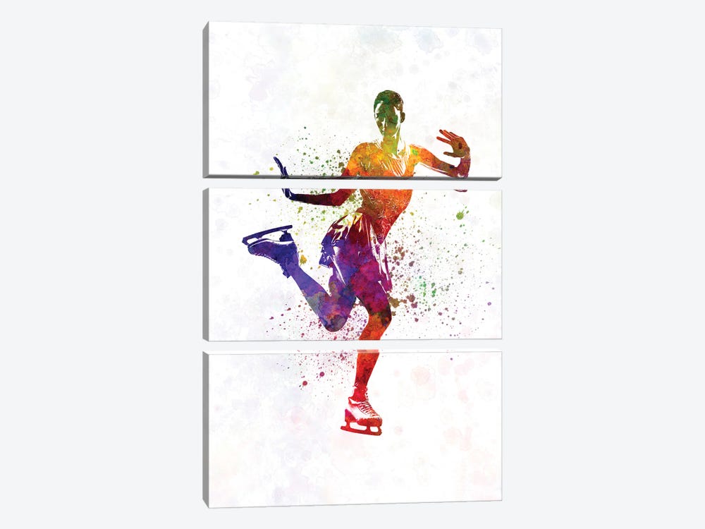 Watercolor Ice Skater by Paul Rommer 3-piece Art Print